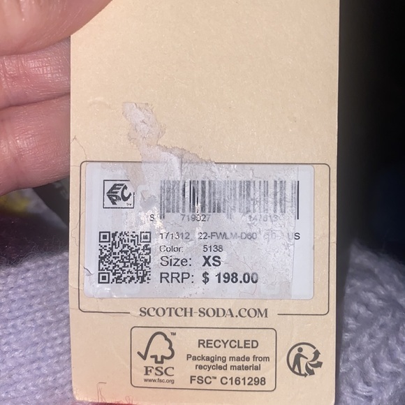 NWT Scotch & Soda V-Neck Knitted Striped Purple Cardigan‎ Sweater, Size: X-Small - Picture 8 of 13